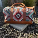 Western fabric travel duffel bag with Aztec design