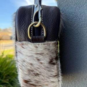 Coach Style Cowhide Cross Body Bag For Women - Brown & White