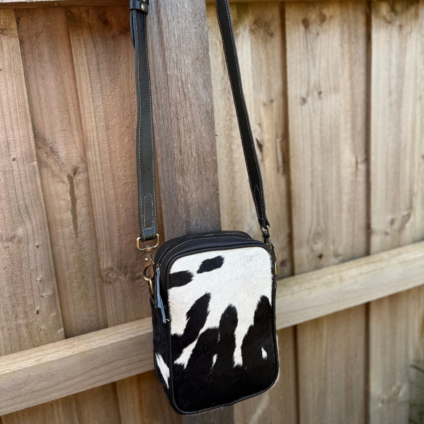 Coach purse shoulder bag made from genuine hair-on cowhide