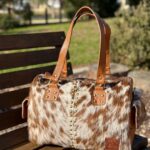 Mini cowhide duffel bag for gym or weekend travel