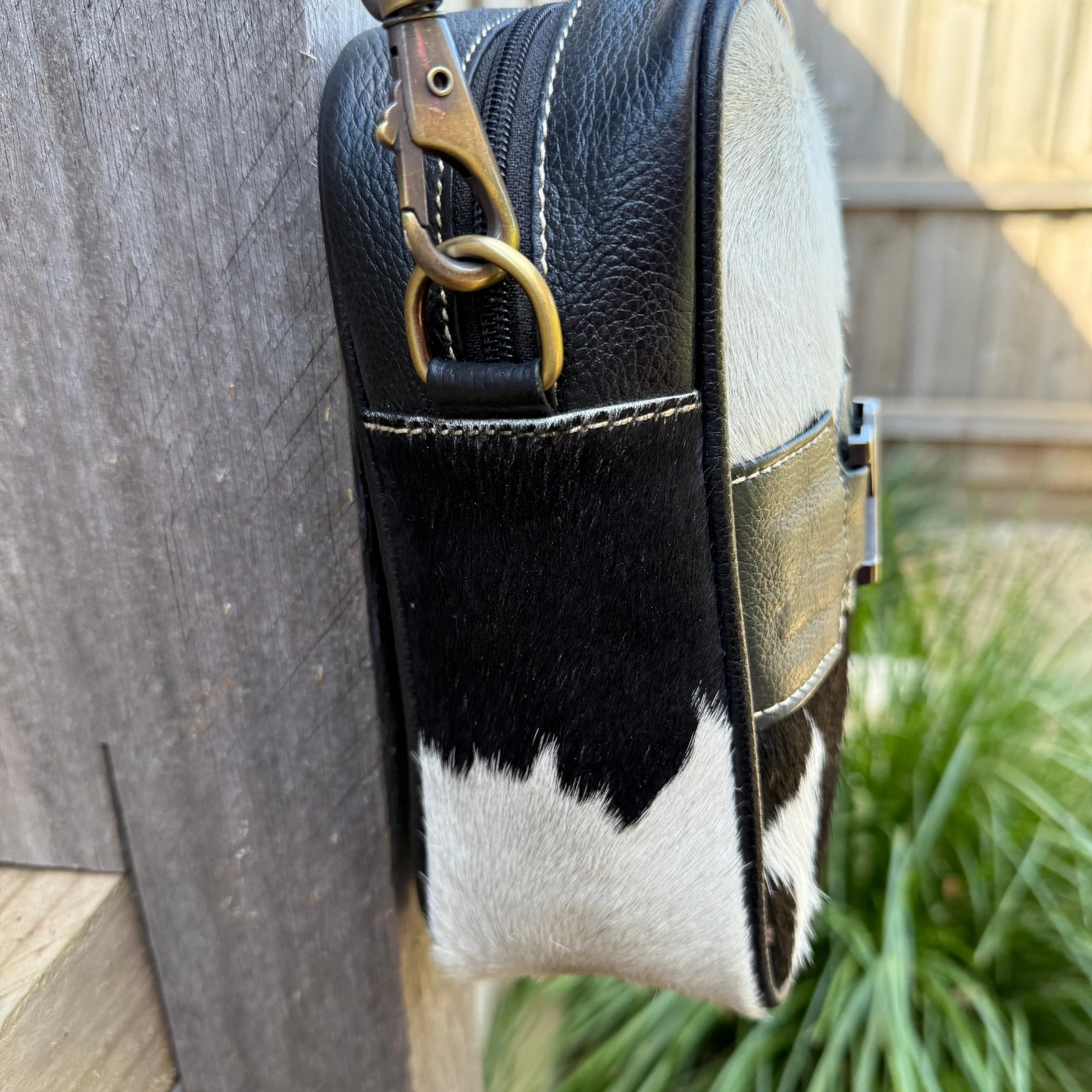 Coach purse shoulder bag made from genuine hair-on cowhide