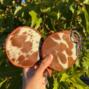 Cowhide round coin wallet in genuine leather
