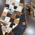 Rustic table runner in handcrafted patchwork style