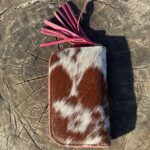 Cowhide women hand wallet with mirror flip design