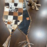 Rustic table runner in handcrafted patchwork style
