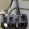 Shell capsule shoulder bag for women in cowhide leather