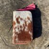 Cowhide women hand wallet with mirror flip design