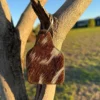 Cattle Tag Cowhide Keyring Brown