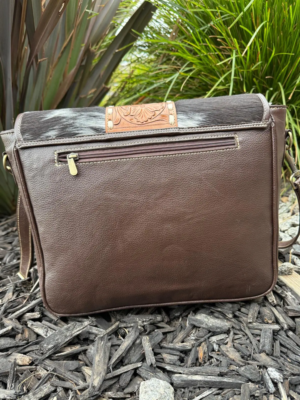 Cowhide Messenger Laptop Bag