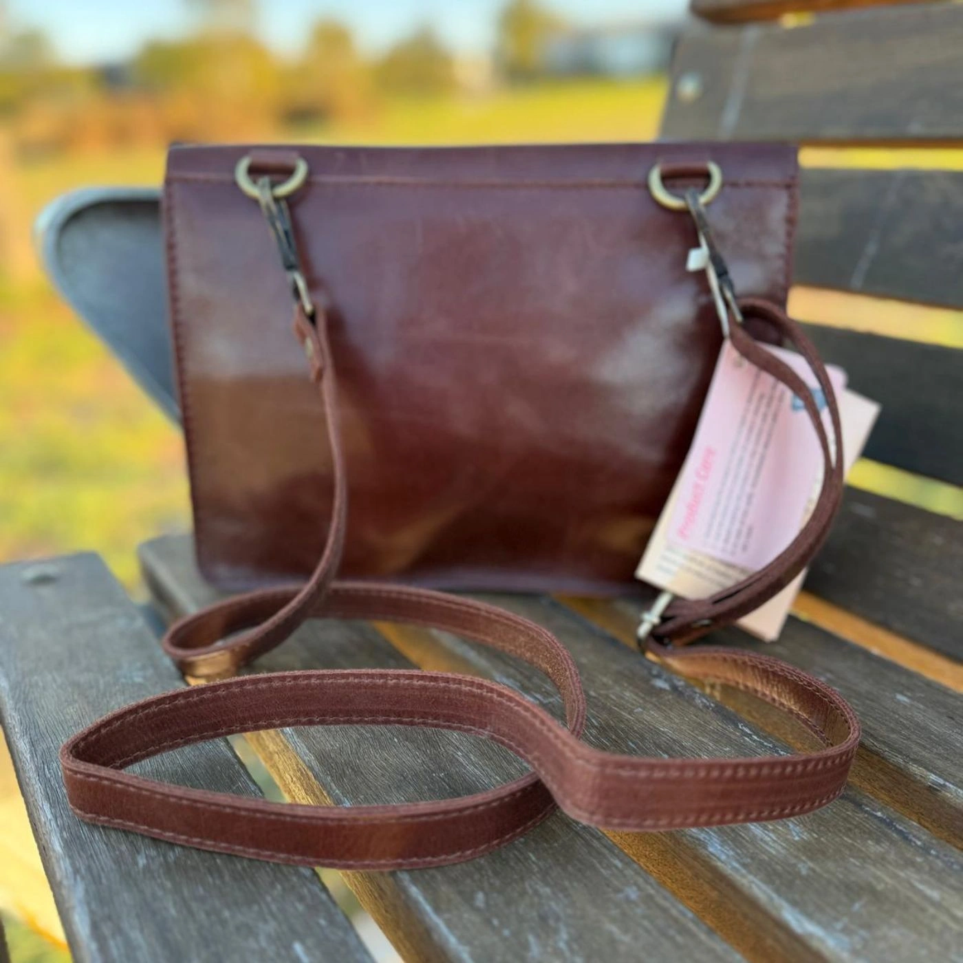Genuine leather crossbody bag with adjustable strap