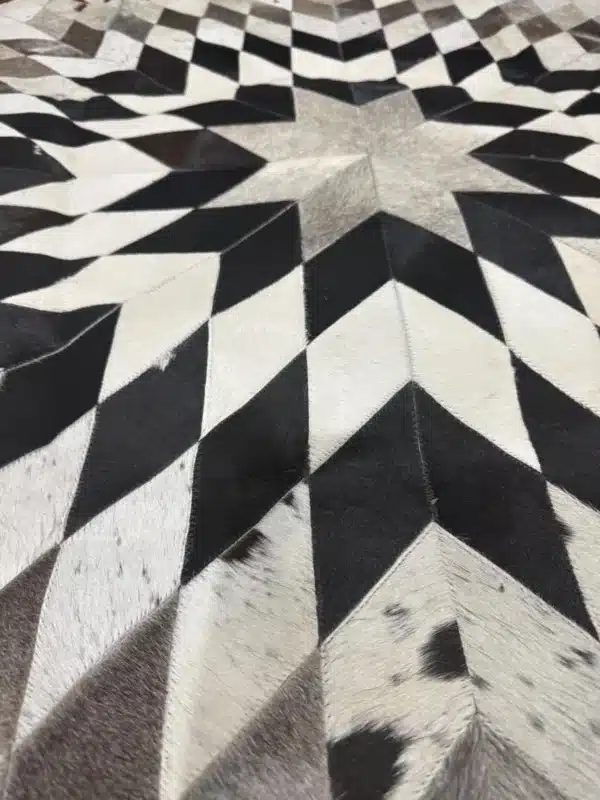 Cowhide Handmade Round Rug – Natural Leather Carpet - Image 2