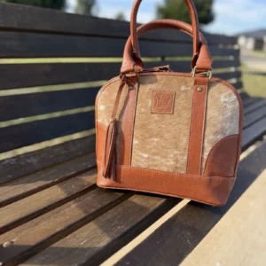 Cowhide tote bag for women – leather handles and western design