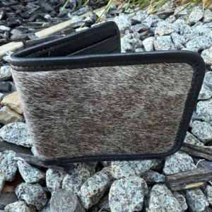 Men’s Cowhide Leather Wallet – Black & Gray | Classic Bifold Design