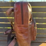 Leather laptop backpack for ladies with padded compartment