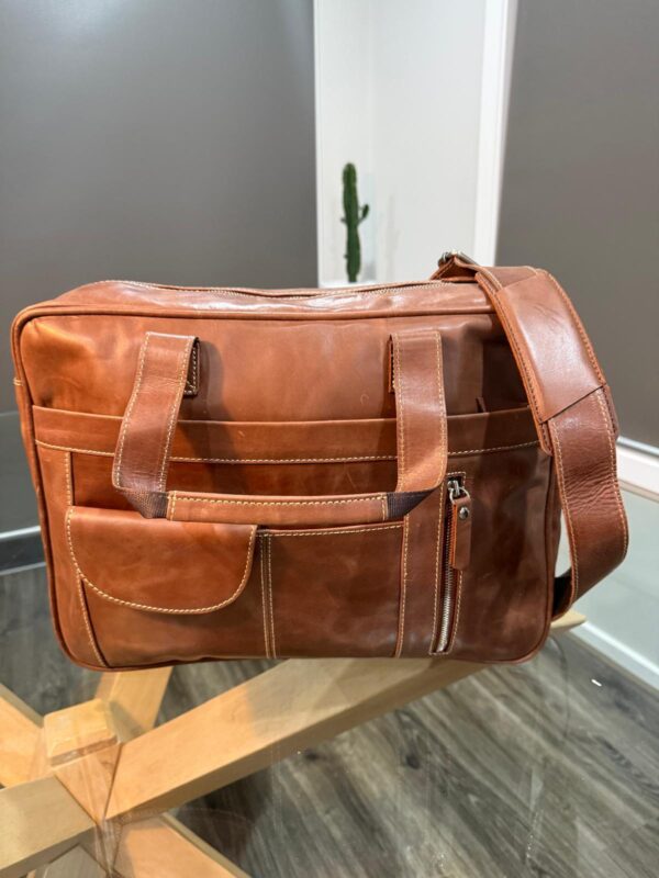 Natural Leather Laptop Bag - Sleek, Smart & Professional Carry