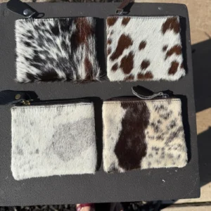 Cowhide Zippered Square Wallet with Tooling Details