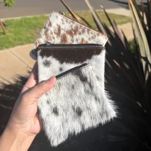 Cowhide square coin wallet in genuine leather