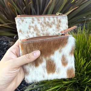 Cowhide square coin wallet in genuine leather