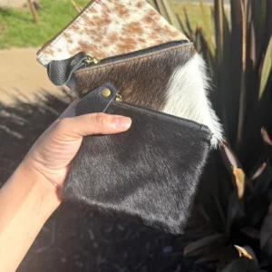 Cowhide square coin wallet in genuine leather