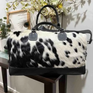 Black and White Cowhide Duffel BagOvernight Bag