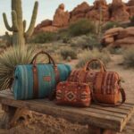 Western fabric travel bag with Aztec pattern