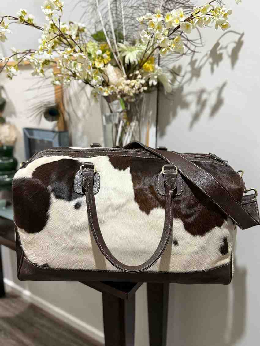 White & Brown Duffel Bag