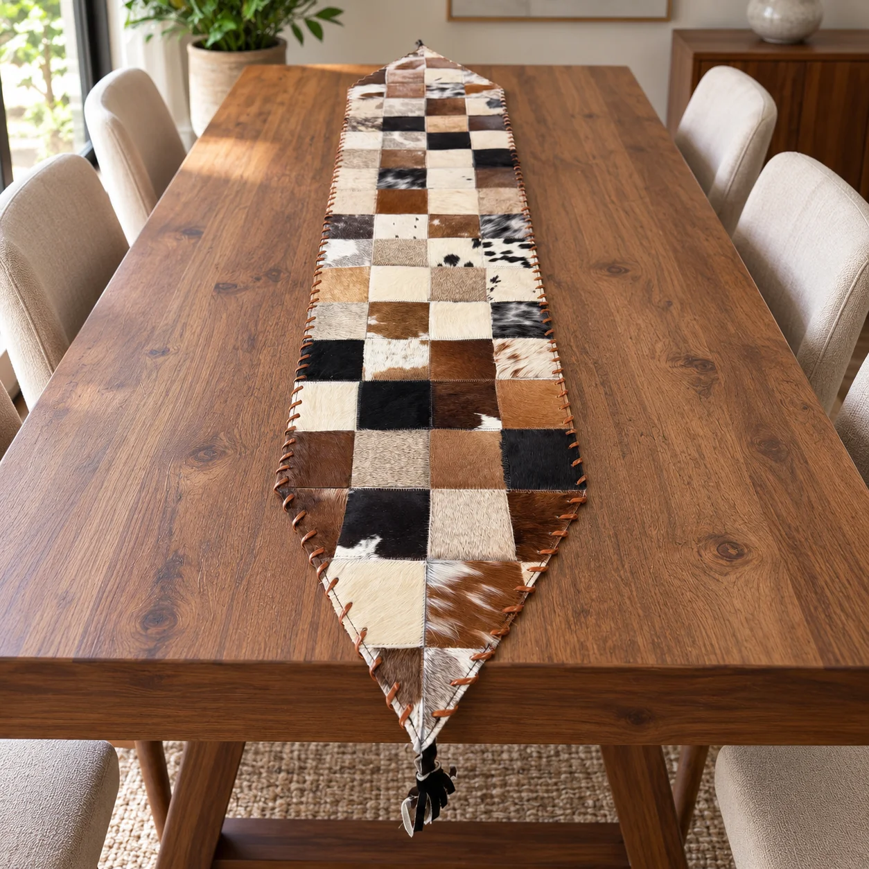 cowhide table runner
