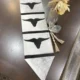 Cowhide Longhorn Table Runner – Handmade Western Decor - Gray