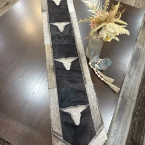 cowhide bull head table runner