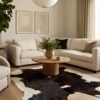 Premium Brazilian White Cowhide Rug ~ 3.51 Sq. Meter - Black