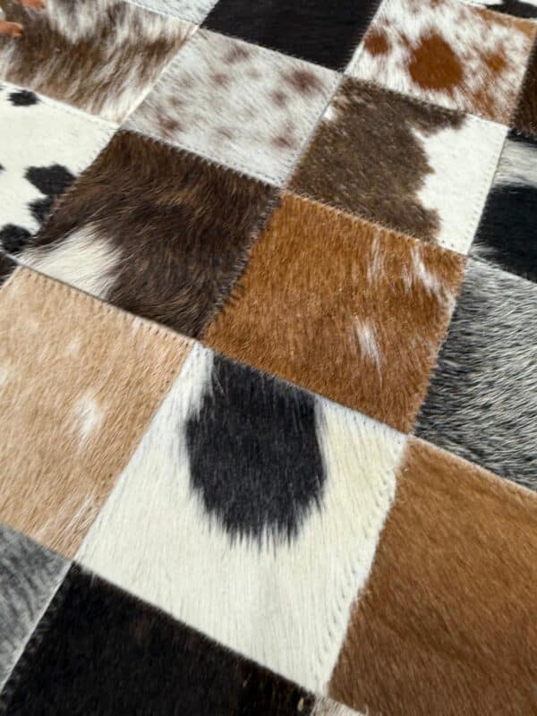 Handmade Cowhide Table Runner – Patchwork Dining Table Decor with Custom Designs - Image 3