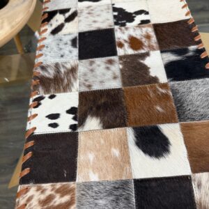 Handmade Cowhide Table Runner – Patchwork Dining Table Decor with Custom Designs