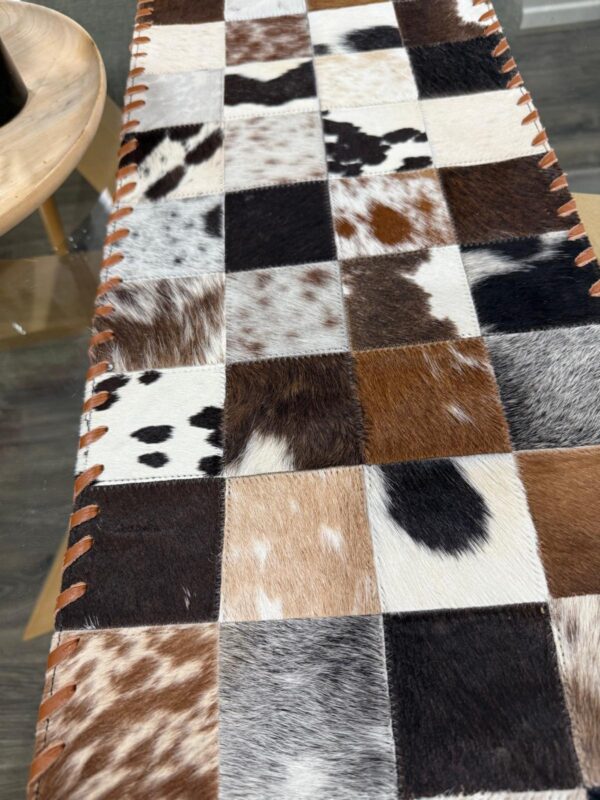 Handmade Cowhide Table Runner – Patchwork Dining Table Decor with Custom Designs - Image 2