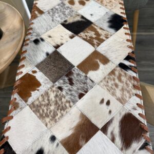 Handmade Cowhide Table Runner – Patchwork Dining Table Decor with Custom Designs