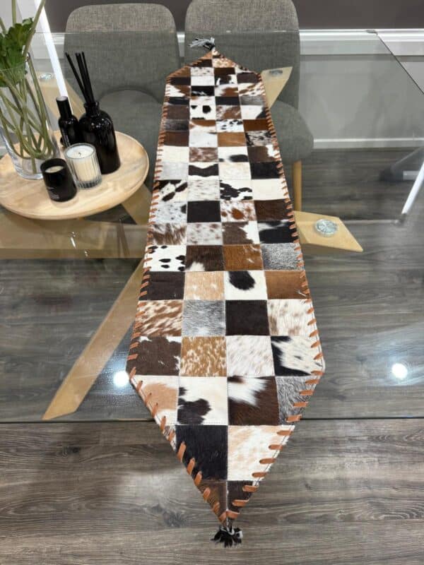Handmade Cowhide Table Runner for Dining Table Decor