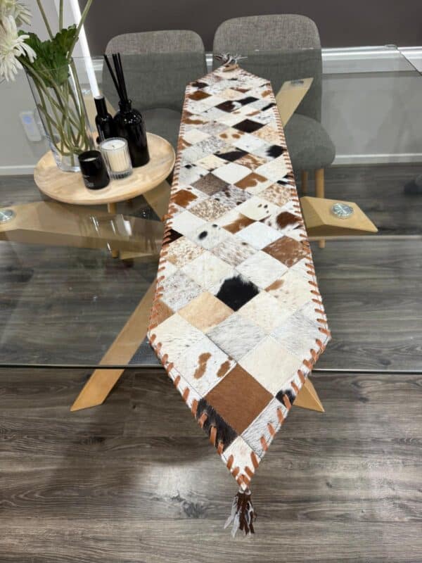 Handmade Cowhide Table Runner for Dining Table Decor