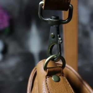 Cowhide Buckle Crossbody Bag – Genuine Leather Flap Purse
