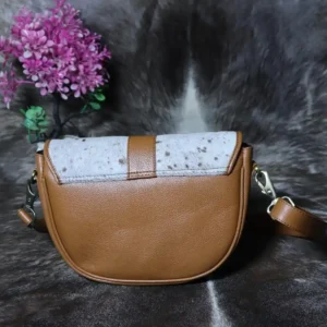 Cowhide Buckle Crossbody Bag – Genuine Leather Flap Purse