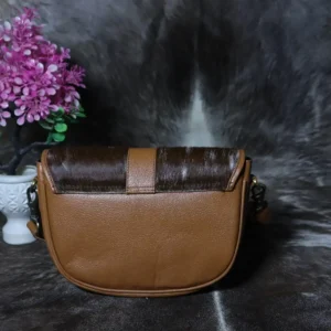 Cowhide Buckle Crossbody Bag – Genuine Leather Flap Purse