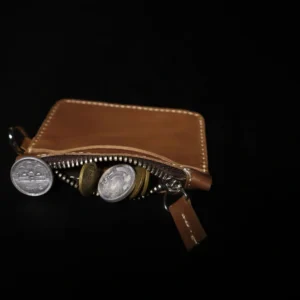Leather Coin Purse – Compact Zipper Coin Wallet for Men & Women
