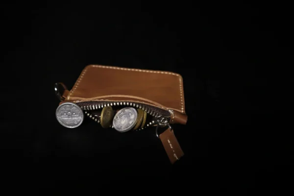 Leather coin purse zipper wallet for coins and cash