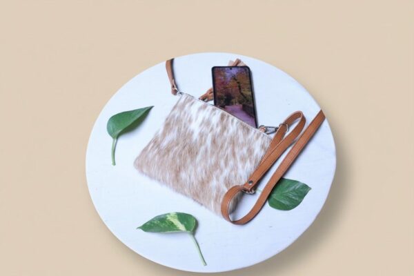 Phone Crossbody Case Cowhide Handmade Mobile Pouch - Image 3
