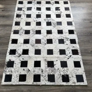 Cowhide Square Rug – Patchwork Area Rug for Home & Pets