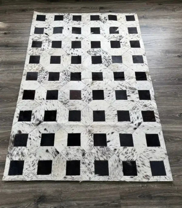 Cowhide Square Rug – Patchwork Area Rug for Home & Pets