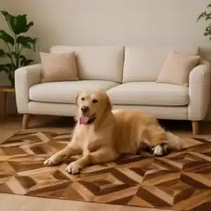 Pet-Friendly Genuine Cowhide Handmade Rug | Durable & Water-Resistant