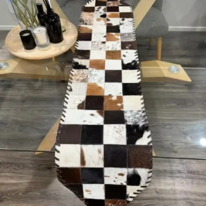 cowhide-patchwork-table-runner