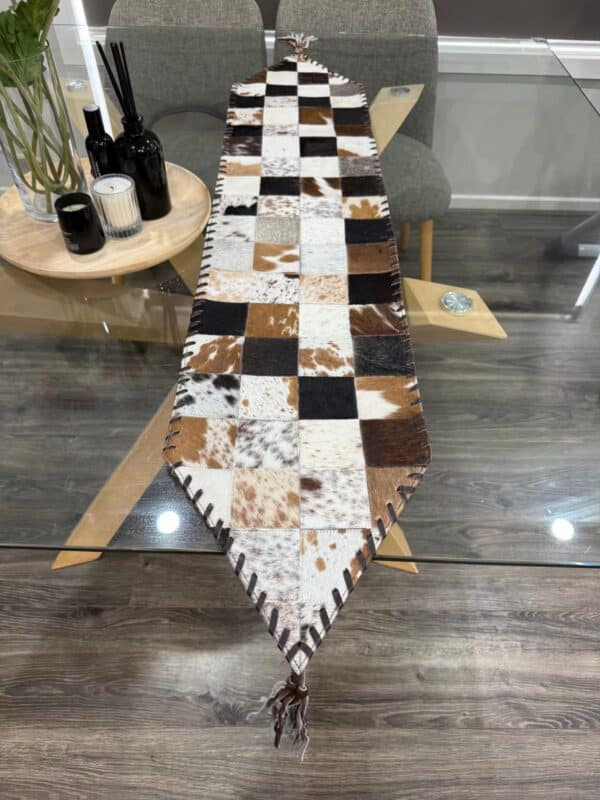 Handmade Cowhide Table Runner for Dining Table Decor
