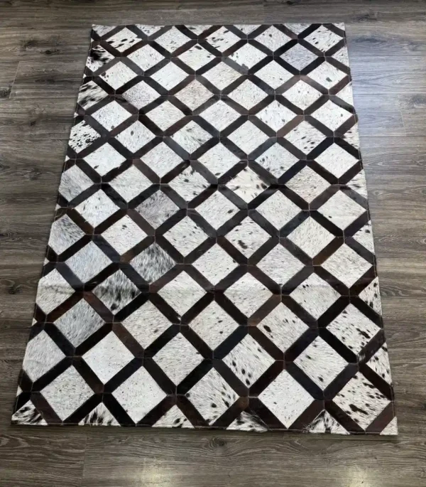 Cowhide Square Rug – Patchwork Area Rug for Home & Office