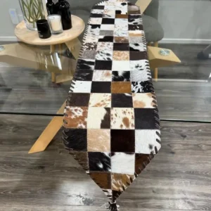 Handmade Cowhide Table Runner for Dining Table Decor