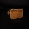 Leather Zipper Card and Cash Wallet - Brown
